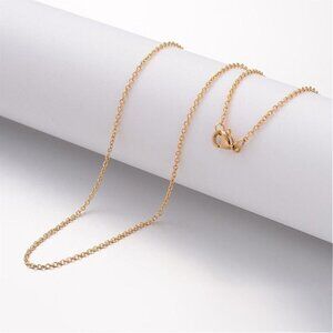 Gold Plated Surgical Stainless Steel Necklace 1.5mm Cable Chain Links 20" Long